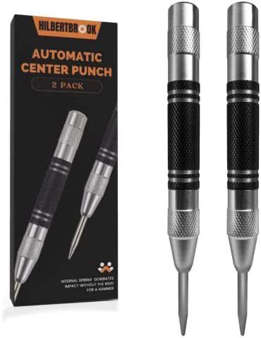 Automatic Center Punch 5 Inch Spring Loaded Center Punch Adjustable Tension Punch Tool for Metal Wood Glass Plastic(2 Pack)