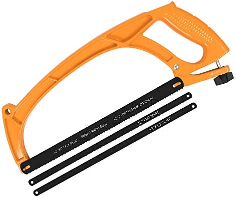 BEETRO Hacksaw Frame Hand Saw Aluminum Alloy 12 inch Heavy Duty, Two Sawing Angles (45°/90°), for Steel Pipe Cutting, PVC, Carpentry, Woodworking