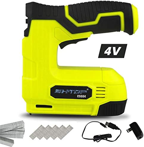 BHTOP Cordless Brad Nailer 4V Staple Gun Kit, Electric Brad Nail Gun with Rechargeable USB Charger, Powerful Stapler for Leather, Cardboard, Foils (1500pcs Staples and 1500pcs Brad Nails)