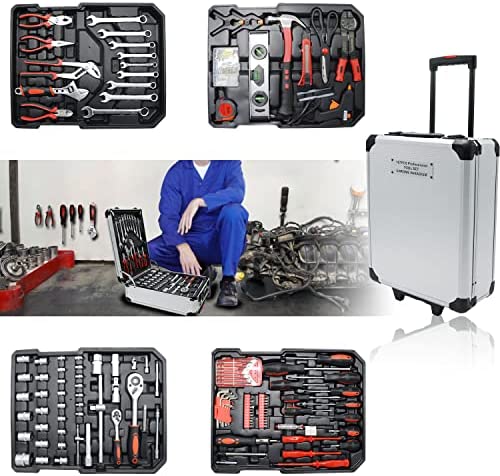 BaishenglinMotor Tool Set 187PCS Essential Household Hand Tools General Tool Kit for Garage Home Mechanics Electrician Craftsman Handyman Car House Repair Kit with Storage Case Tool Box with Wheels