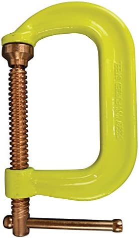 Bessey CDF402CHV Drop Forged 2 In. x 2 1/8 In. Throat Depth, High Visibility Frame, Copper Plated Spindle with Pad & Handle, Yellow