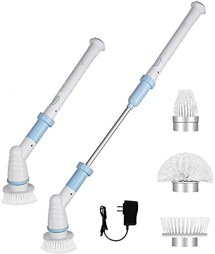 Bilim Cordless Long Handle Electric Mop, Household Cleaning Tool, Portable Spin Scrubber,for Bathroom/Wall/Tile Floor/Bathtub/Baseboard/Toilet/Kitchen 2 (Rechargeable 02)
