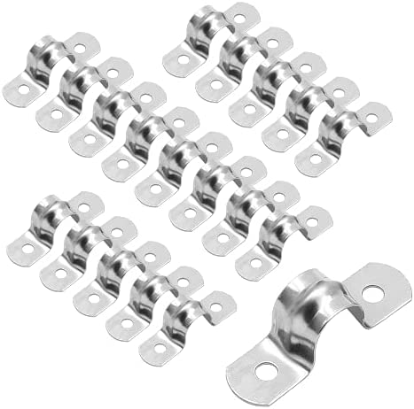 Bonsicoky 30Pcs M20 Rigid Pipe Strap, 0.79″ Stainless Steel 2 Holes Cable U Bracket Pipe Clamp for Fixing Pipe or Cable, 0.47″ Width