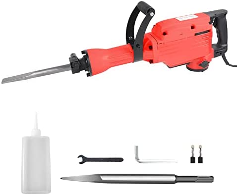 Boshen Powerful Demolition Hammer 2200W 1900 BPM Electric Jack Hammer Corded Heavy Duty Concrete Breaker Drills Kit with Flat Chisel and Point Chisel for Home Commercial Use – Red