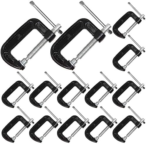 C-Clamp 2 Inch 14 Pieces G Clamp Set for Woodworking, Welding, and Building, 2 Inch Jaw Opening, Throat Depth 1-3/8 Inch