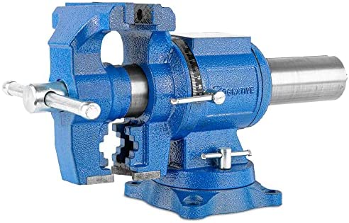 COGNATIVE 5-Inch Heavy Duty Bench Vise Ductile Iron Bench Vise 360° Multi-Purpose Bench Vise with Anvil, Clamp force 4000KG, Blue