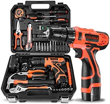 COLMAX Power Tool Combo Kit 35 PCS, Electric Tool Set, With 16.8V Cordless Electric Drill(2 Batteries!) and Household Repairing Mixed Tools, Blow Molded Case, Daily Use Home Repairing Tool Set
