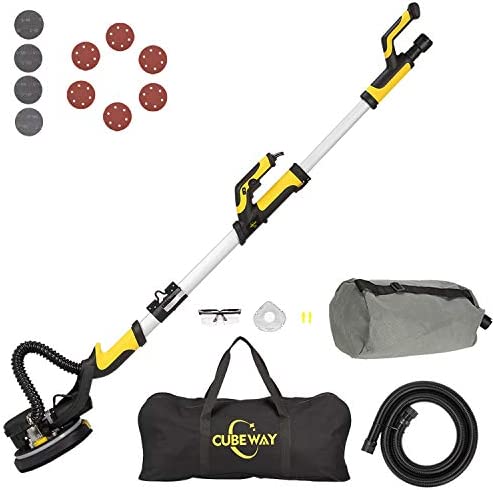 CUBEWAY Drywall Sander with Vacuum Attachment, Innovative Fixture for Ceiling Sander, Electric Drywall Sander with LED Light, Variable Speed and ETL Listed