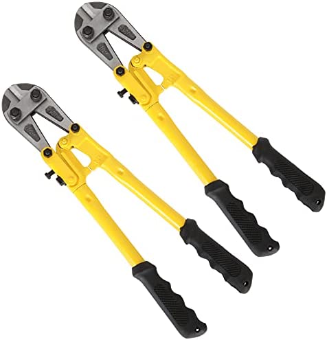 CYEAH 2Pcs Bolt Cutter Set, Industrial Grade Wire Cutters Heavy Duty, 14 Inch Metal Cutters with Soft Rubber Grip Handle, T8 Alloy Steel Yellow Chain Cutters for Threaded Rods, Fence, Locks, Rope