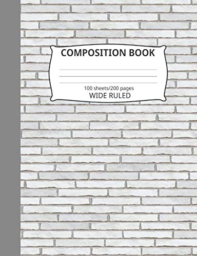 Composition Book: Brick Wall Pattern 13: Blank Wide Ruled Notebook