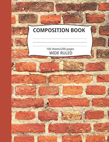 Composition Book: Brick Wall Pattern 15: Blank Wide Ruled Notebook