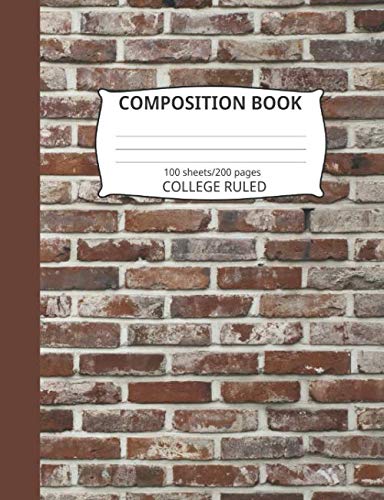Composition Book: Brick Wall Pattern 3: Blank College Ruled Notebook