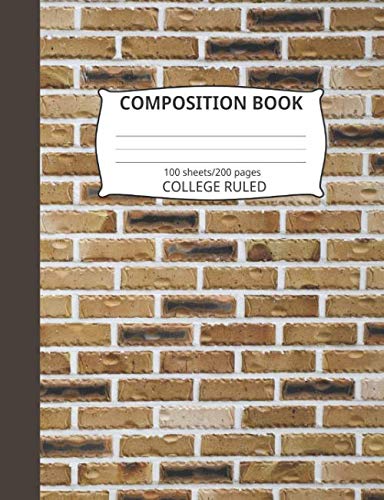 Composition Book: Brick Wall Pattern 4: Blank College Ruled Notebook