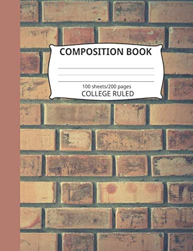 Composition Book: Brick Wall Pattern 6: Blank College Ruled Notebook