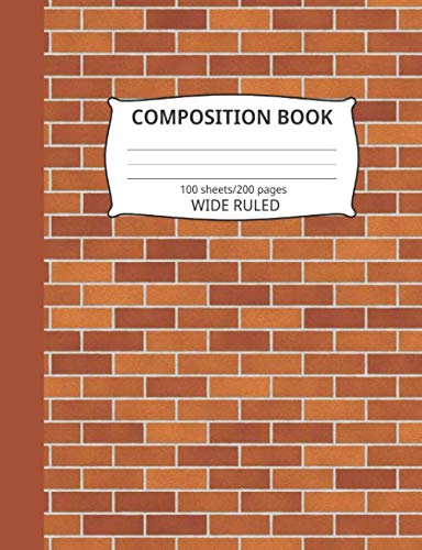 Composition Book: Brick Wall Pattern 7: Blank Wide Ruled Notebook