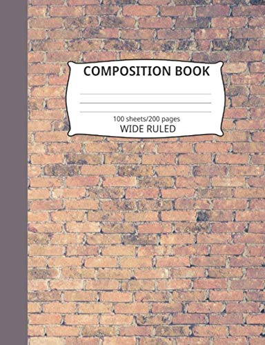 Composition Book: Brick Wall Pattern 9: Blank Wide Ruled Notebook