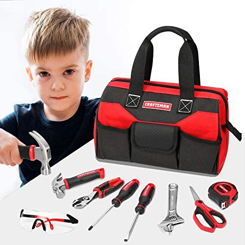 Craftsman 8-Piece Kids Junior Tool Set with Tool Bag, Real Tools & Accessories For Boys & Girls, Age 8+