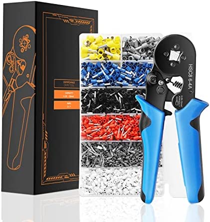 DAXJM Ferrule Crimping Tool Kit, 1800 PCS Most Used Wire Ferrules Insulated Wire Terminals with Self-adjustable Ratchet Wire Crimper Pliers Kit AWG23-7 Apply for 0.25-10mm² Cable