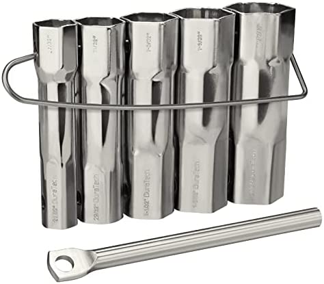 DURATECH Shower Valve Socket Wrench Set with Bar Handle for Removing Tub & Shower Valve，5-Piece, includes 21/32”x 27/32”, 29/32”x 31/32”, 1-1/32” x1-3/32”, 1-5/32”x1-9/32”, 1-11/32”x 1-7/16”