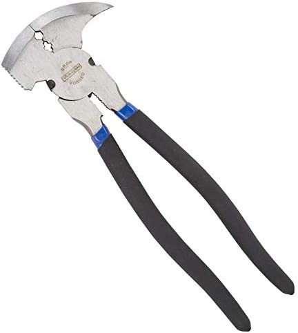 Edward Tools Fencing Pliers – Multi Purpose Fence Tool with 2 Wire Cutters, Hammer End, Staple Starter, Staple Puller, Staple Claw, Grip Jaws, 2 Wire Splicers – Heavy Duty Drop Forged Steel