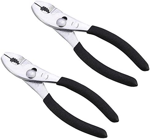 Edward Tools Slip Joint Pliers 6”(Pack of 2) – Heavy Duty Carbon Steel with Rubber Grip Handle – Fine Grip Teeth in front and Coarse teeth in back – Rust resistant finish