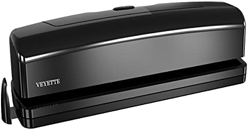 Electric 3 Hole Punch, VEYETTE Black Fast Hole Puncher 20 Sheets,Use AC or 6 AA Battery