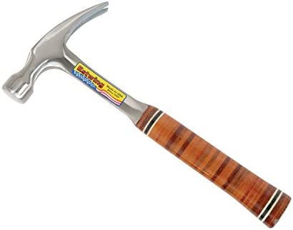 EstWing E12S 12 oz Smooth Face Solid Steel Rip Hammer with Genuine Leather Grip
