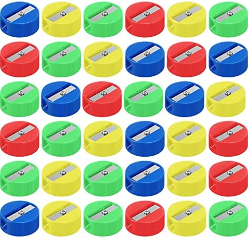 Fainne 200 Pcs Pencil Sharpeners, Mini Round Manual Sharpeners Pocket Pencil Sharpener for Kids Adults Office School Supplies Goodie Bags and Gifts, Multicolor