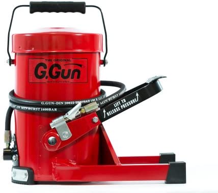 G. Gun Grease Gun – Quick and Easy Greasing – 10 Foot Flex Hose – LockNLube Grease Coupler Included – no Mess, no Waste – Industrial Strength Construction – 10,000 Psi Foot Operated