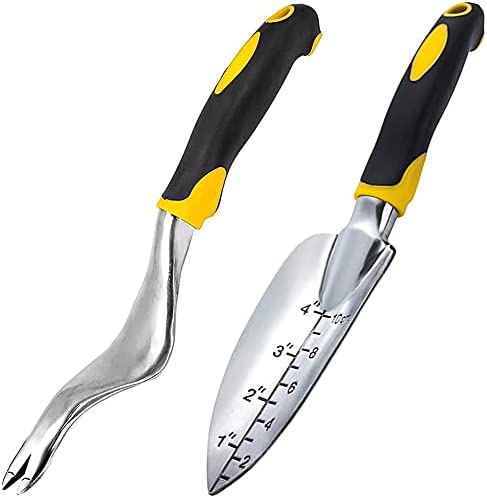 Garden Hand Tool, 2PCS Gardening Kit Includes Hand Shovel and Weeder, Weed Removal Tool with Ergonomic Handle Garden Weeding Tools for Garden Lawn Farmland Transplant