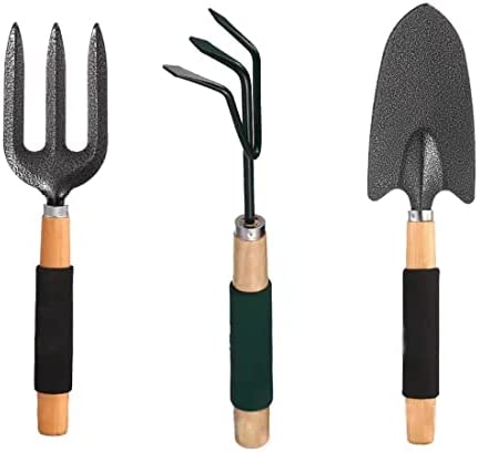 Garden Hand Tools Set of 3, High Carbon Steel Heavy Duty Gardening Tools Kit Includes 1 Hand Trowels 2 Hand Cultivator with Soft Non-Slip Handle,Gardening Gifts for Women Men