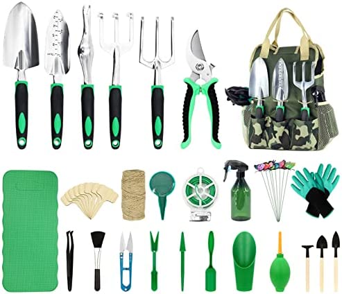 Gardening Tools Set – 13 PCS Heavy Duty Garden Gifts Tools, Aluminum Garden Hand Tool Set with Trowel Hand Rake and Organizer Tote Bag, Planting Tools,Succulent Tools, Gifts Tools for Women Men