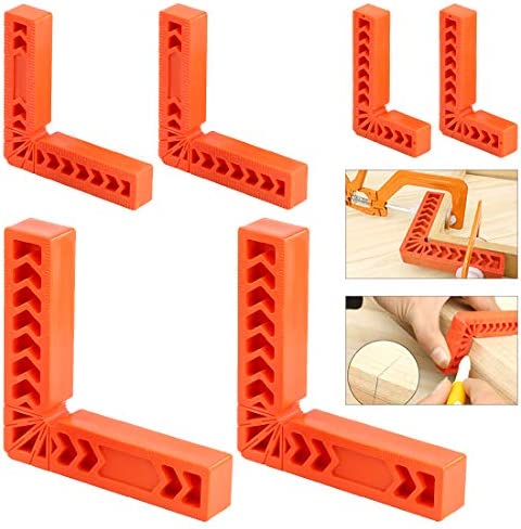 Glarks 6Pcs 3″ 4″ 6″ 90 Degree Positioning Squares, Right Angle Corner Clamps for Woodworking, Picture Frames, Boxes, Cabinets or Drawers, L-type Right Angle Ruler, Carpenter Tool