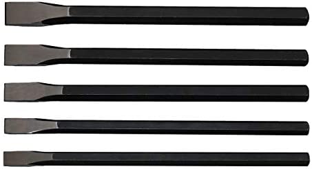 Grip 5 pc 12″ XL Heavy Duty Chisel Set – Sizes Include: 1/2” x 12”, 5/8” x 12”, 3/4” x 12”, 7/8” x 12”, 1” x 12” – Roll Up Pouch – Carbon Steel – Home, Garage, Workshop