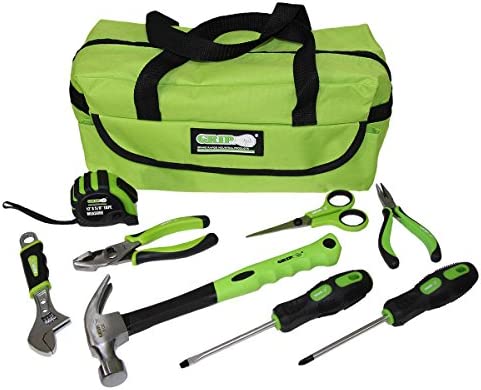 Grip 9 pc Lime Children’s Tool Set, Kids Tools, Real Tools