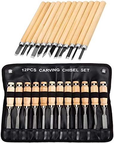 HNBun Wood Carving Chisels Sets, 24pcs Wood Carving Tools Professional Carving Knife Tool Set, Sharp Woodworking Carving Tools with Case Storage