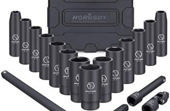 HORUSDY 1/2-Inch Drive Deep Impact Socket Set, 6 Point, 18-Piece 3/8-1-1/4 inch Drive Impact Sockets Set