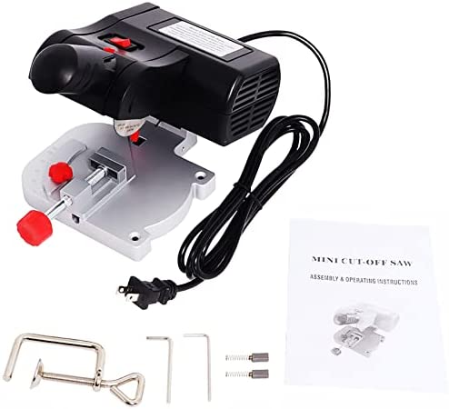 Hedday 110V Mini Benchtop Cut-Off Miter Chop Saw for Hobby Crafts Miniature Model Making, Metal Wood Plastic Bench Cutting, 7800 RPM