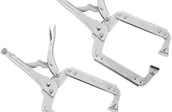 Hegebeck C Clamp Locking Pliers with Swivel Pads Adjustable Nickel Plated 14 Inch C Pliers Woodworking Clamps with Light Handle for Craftsmen, Home and Workshop,2 Pcs