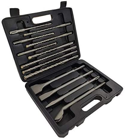 Hermes Hardware Rotary Hammer Drill Bits Set & Chisels – SDS Plus Concrete Masonry Hole Tool 13pcs with Storage Case