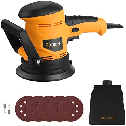 Hoteche Sander, 450W Electric Sander, 5-Inch Variable Speeds Sander Machine with Dust Bag, Low Vibration, Heavy Duty for Wood, Composites, Metal, 2022 Upgraded Version