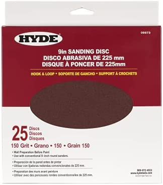 Hyde Round Abrasive Sanding Disc, 9″ 150 Grit, 25 Pack fits Hyde Radial Sander