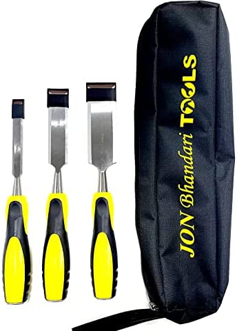 Jon Bhandari Tools Combo of 3 Premium Wood Chisel 13mm (1/2″), 25mm (1-1/4″), 38mm (1-1/2″) with bag for woodworking and carving