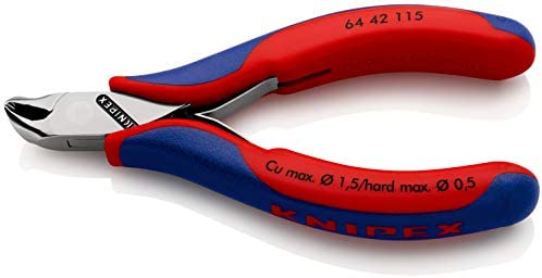 KNIPEX Tools – Electronics End Cutting Nippers, Multi-Component (6442115), Short Head 115mm