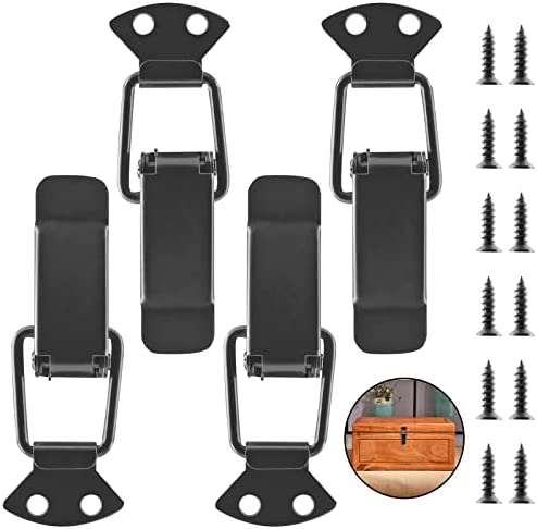 LifCratms 4Pcs Black Spring Loaded Toggle Latch, Mini Toggle Latch Catch Hasps Clamp Clip for Wooden Box, Cabinet, Case, Chest