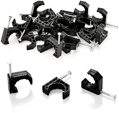 Litorange 55 PCS Black Half Clamp J-Hook with Nail For 3/4″ PEX Tubing Pipe Support