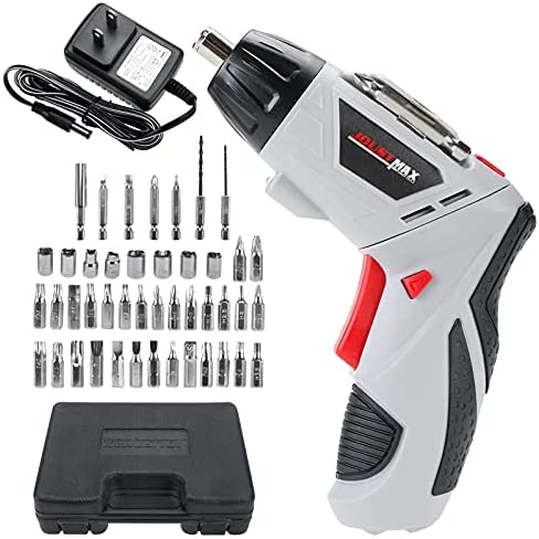 LuckyHigh Cordless Drill Screwdriver Kit Rechargeable 4.8V 600 mAh NiCd Batteries, 44 Pcs Screwdriver and Drill Bits, Built-in LED for Drilling Wall, Brick, Wood