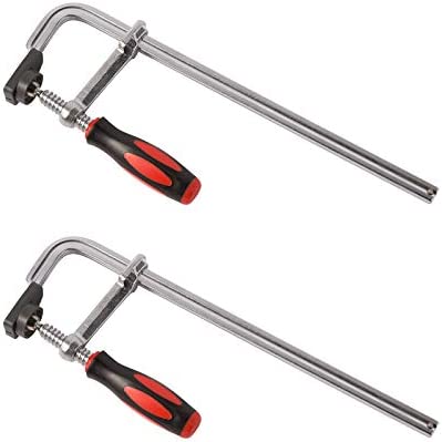 MAXPOWER 2-Pack 12″ F Clamps – Medium Duty Heat Treated Steel Bar Clamp with Ergonomic Grip Handle and Protective Pads