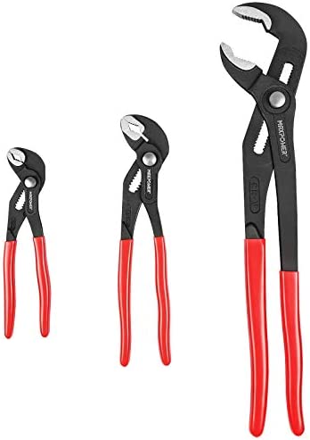MAXPOWER Water Pump Pliers Set. Plumbing Pliers 3 Pieces Kitbag Set. 7-Inch, 10-Inch and 16-Inch Push Button Quick Adjust Tongue and Groove Pliers Set