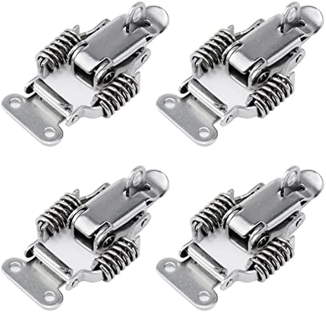 MY MIRONEY 4Set Compression Spring Toggle Latch Lock 304 Stainless Steel Spring Loaded Draw Latch Clamp Cabinet Boxes Toggle Hasp Latch with Lock Hole,2.32″ Length